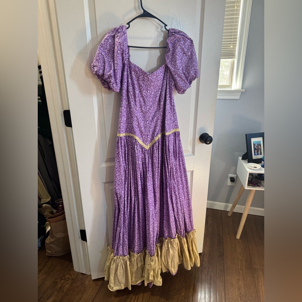 1800’s Inspired Purple Floral Maxi Dress with Ruffle Hem
